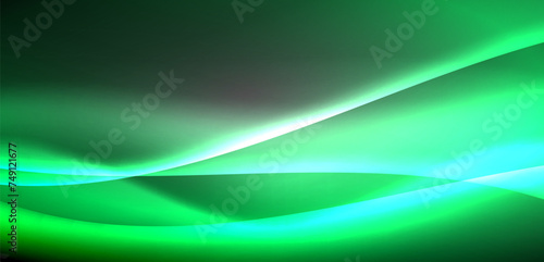 Neon-lit waves surge across background, mesmerizing dance of luminescence and motion. Dynamic backdrop captures essence of energy and modern aesthetics