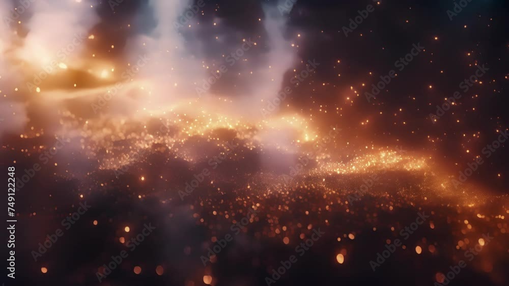 Closeup of small bright dots in constant motion appearing like sparks flying through the air. Closeup of small bright dots in constant motion appearing like sparks flying through the air.