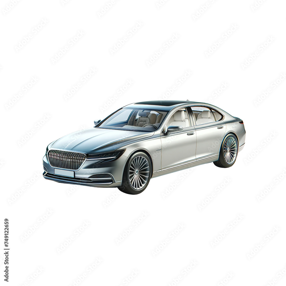 Elegant Luxury Sedan Car Silver Illustration Isolated
