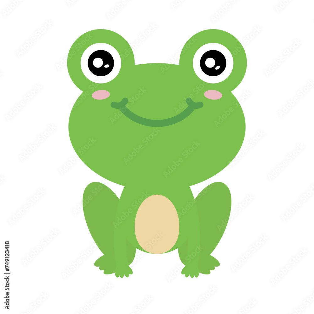 Fototapeta premium Smiling cute frog icon. Vector.