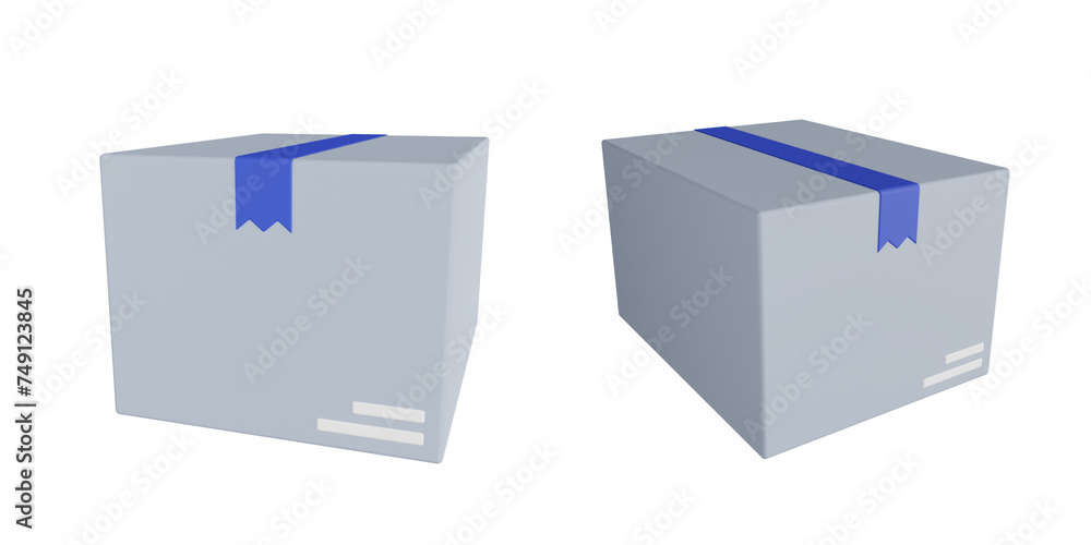 3d cardboard box, 3d render icon illustration, transparent background, ecommerce 3d cardboard box, 3d render icon illustration, transparent background, ecommerce