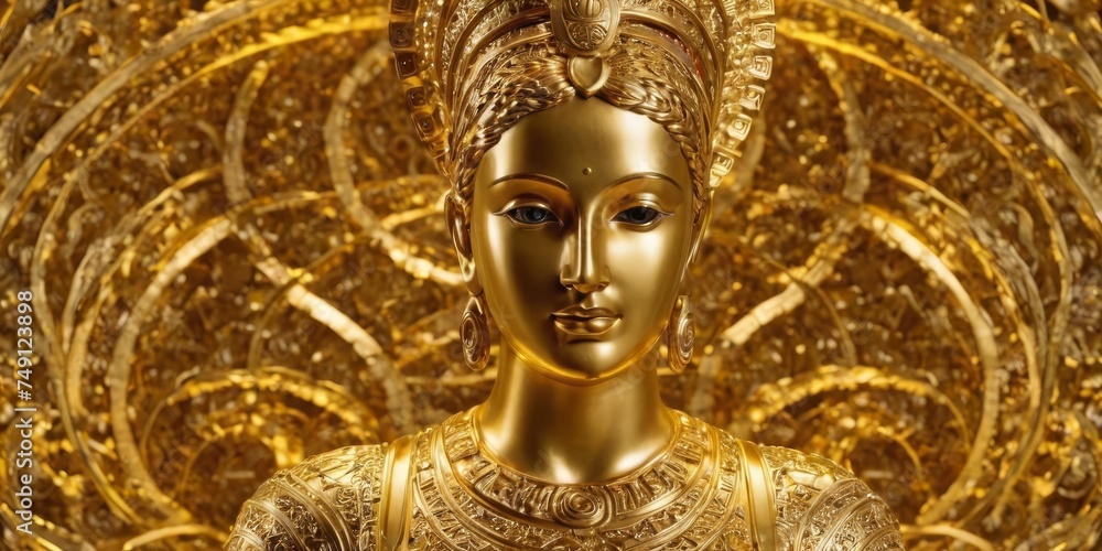Shiny element of golden statue weave background