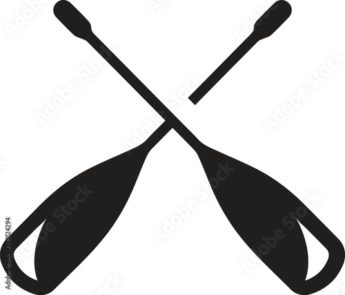 Crossed oars isolated on a white background. Square shaped canoe paddles in flat style, vector illustration.