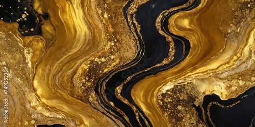 texture Luxury abstract fluid art painting background alcohol ink technique black and gold texture