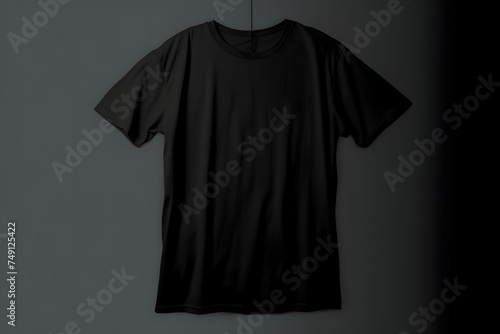 Black t-shirt on a hanger with copy space
