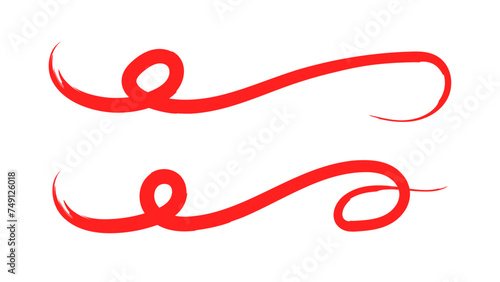 Brush strokes, red ink lines, vector abstract set with paint brush grunge texture on transparent background. Paintbrush strokes and ink smear stains. doodle underlines. vector illustration