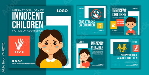 Innocent Children Victims of Aggression Social Media Post Templates Background Illustration