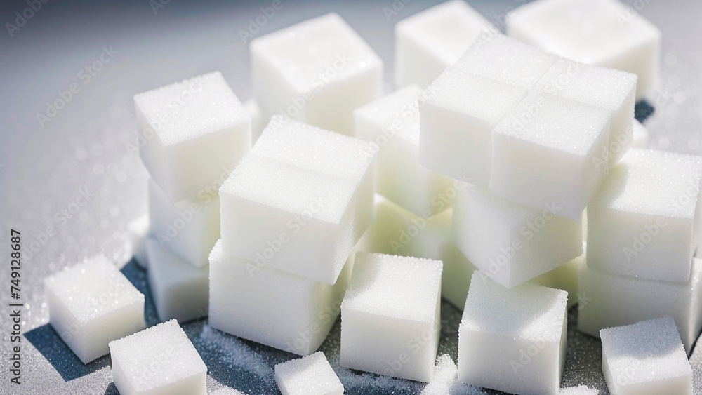 Sugar cubes scattered on the table Sugar cubes scattered on the table