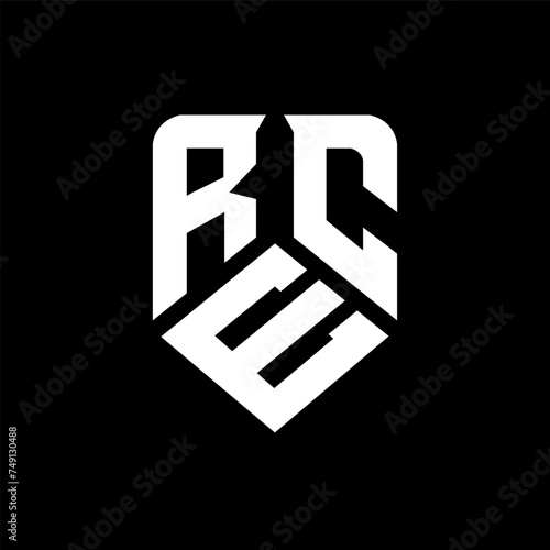 REC letter logo design on black background. REC creative initials letter logo concept. REC letter design.
 photo