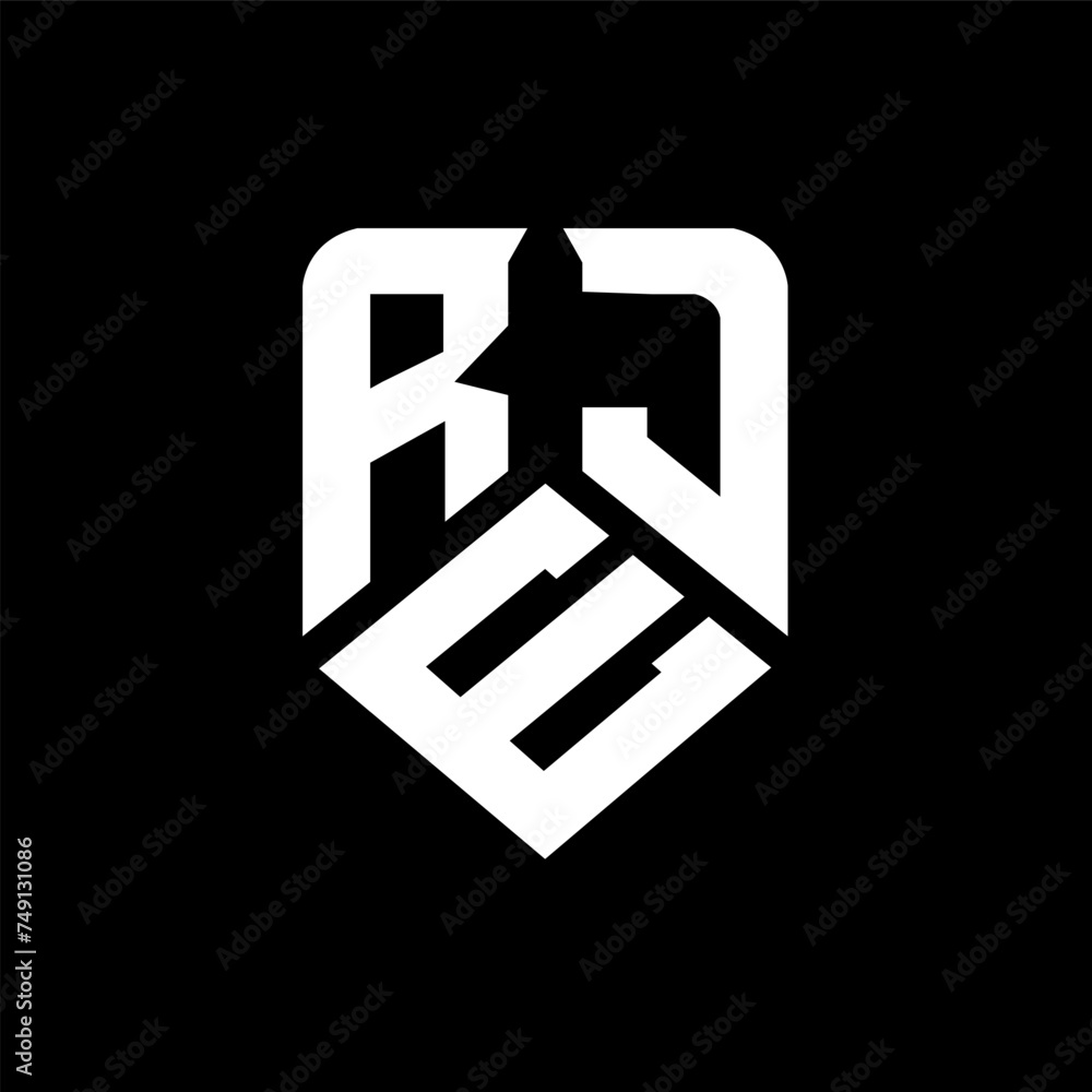 Obraz premium REJ letter logo design on black background. REJ creative initials letter logo concept. REJ letter design. 