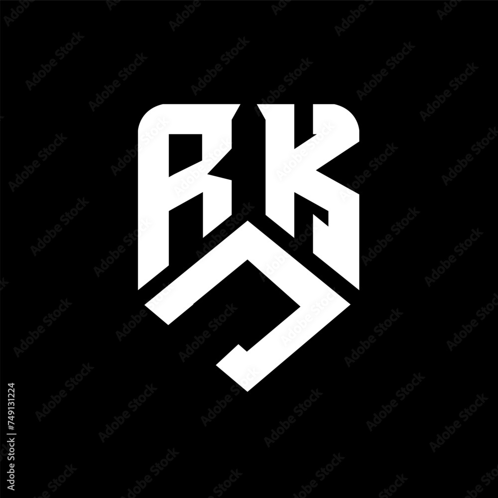 Obraz premium RJK letter logo design on black background. RJK creative initials letter logo concept. RJK letter design. 