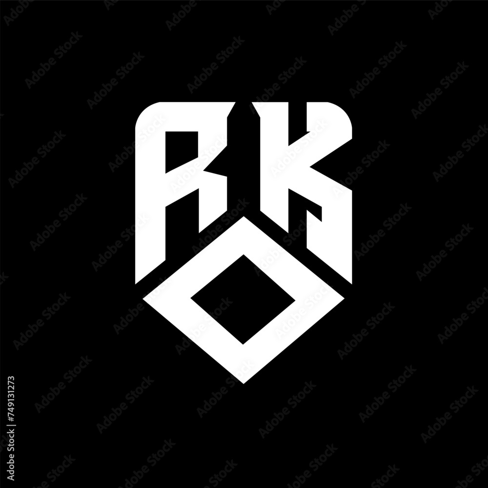 Obraz premium ROK letter logo design on black background. ROK creative initials letter logo concept. ROK letter design. 