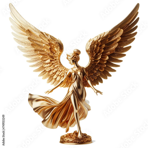 Golden angels female wings isolated on transparent background - Generative AI photo