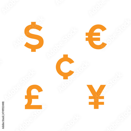World currencies symbol orange color vector illustration.