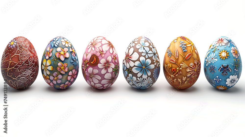 Easter eggs isolated white background