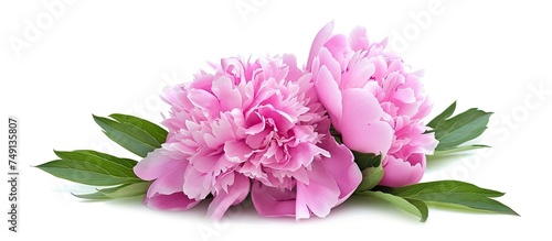 This image showcases a bunch of pink flowers set against a clean white background. The flowers appear vibrant and colorful, adding a pop of beauty to the simple backdrop. photo