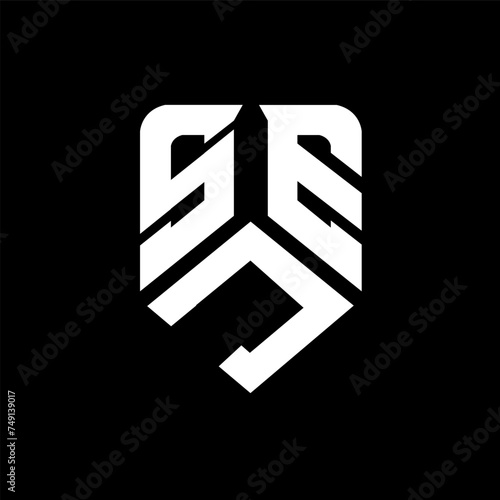 SJE letter logo design on black background. SJE creative initials letter logo concept. SJE letter design.
 photo