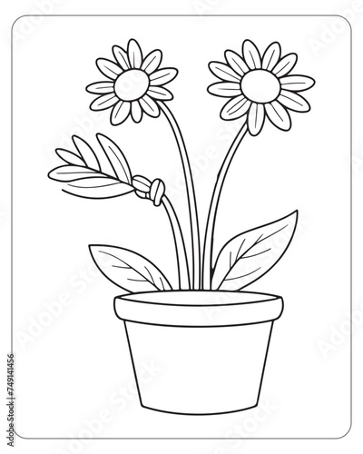 Cute flower coloring pages for kids  flower vector illustration