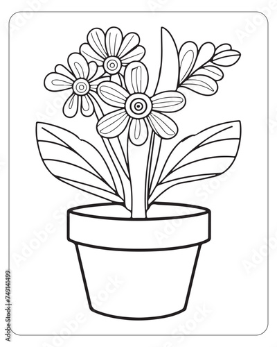 Cute flower coloring pages for kids  flower vector illustration