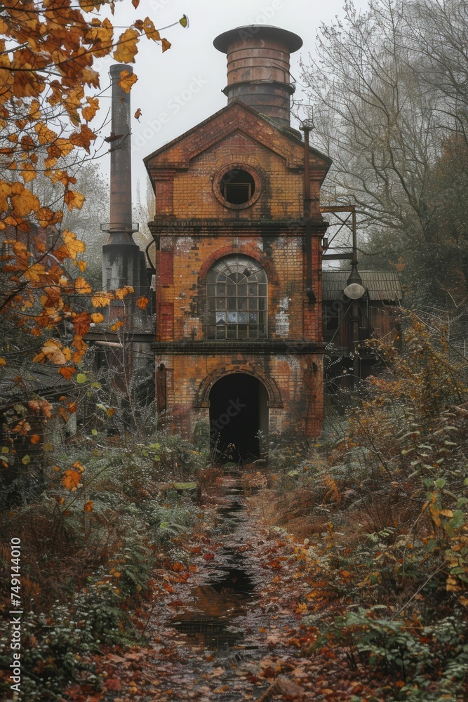 Obraz premium The abandoned factory's eerie silence invites nature's reclaiming force and urban explorers' curiosity.