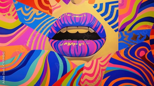 Vibrant Pop Art Style Colorful Lips