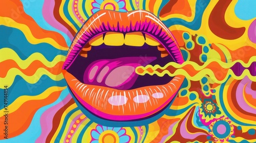 Wallpaper Mural Vibrant Pop Art Style Colorful Lips Torontodigital.ca