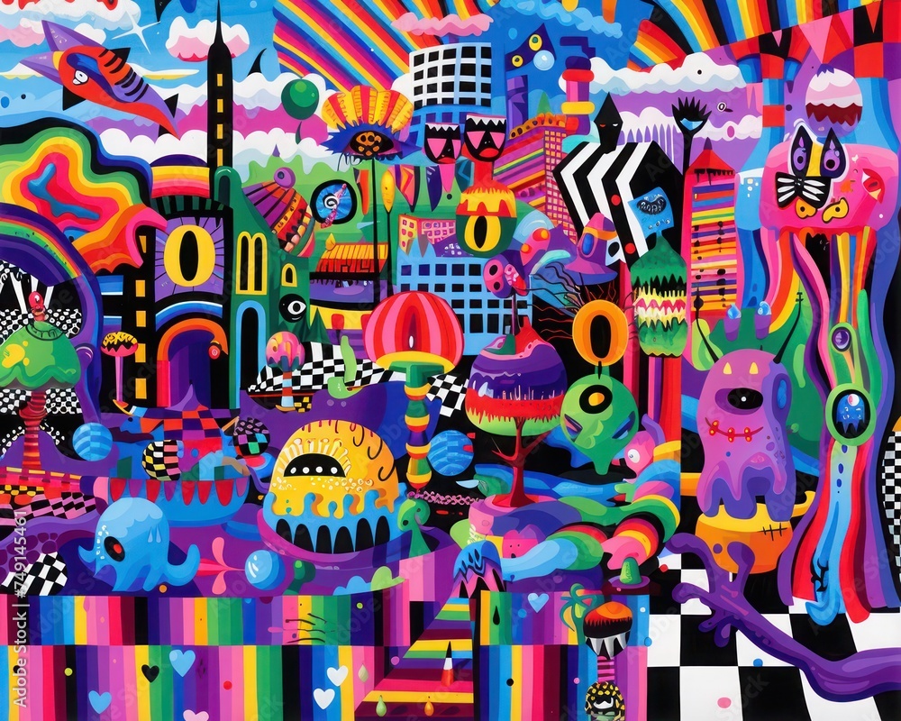 Futuristic Cityscape in Pop Art Style Futuristic Cityscape in Pop Art Style