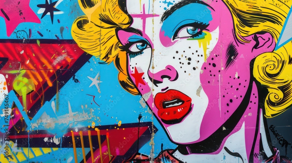 Obraz premium Vibrant Pop Art Style Woman Illustration