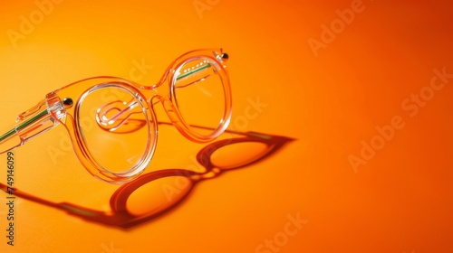 A pair of fake spring-loaded eyeball glasses, resting on a bright orange background, angled to show the springs, 