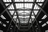 Steel Skeletons, The structural frame of an under-construction factory, its steel beams forming the skeleton of future industrial activities and economic growth.