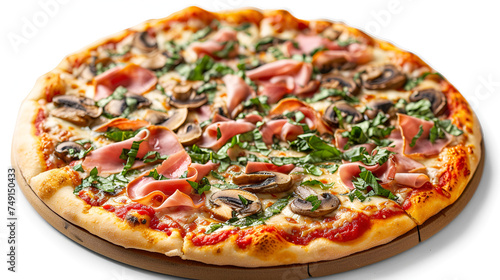Delicious pizza with mushrooms mozzarella tomato sauce. generative ai 