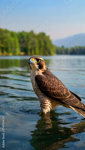 red tailed hawk on water