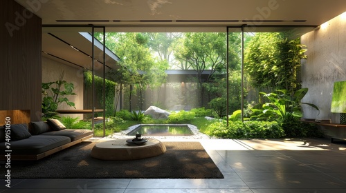 Visualize a sustainable living space, where eco-friendly practices meet modern home aesthetics © MAY