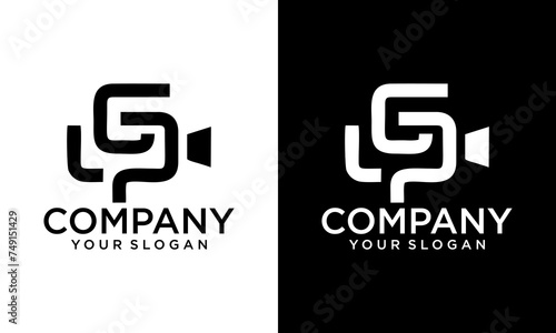 Creative Initial Monogram Letter GP in Camera Movie Film Studio Logo Design Branding Template