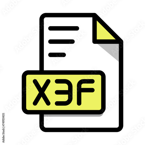 X3f File Format Icon. type file Editable Bold Outline With Color Fill Design icon. Vector Illustration.