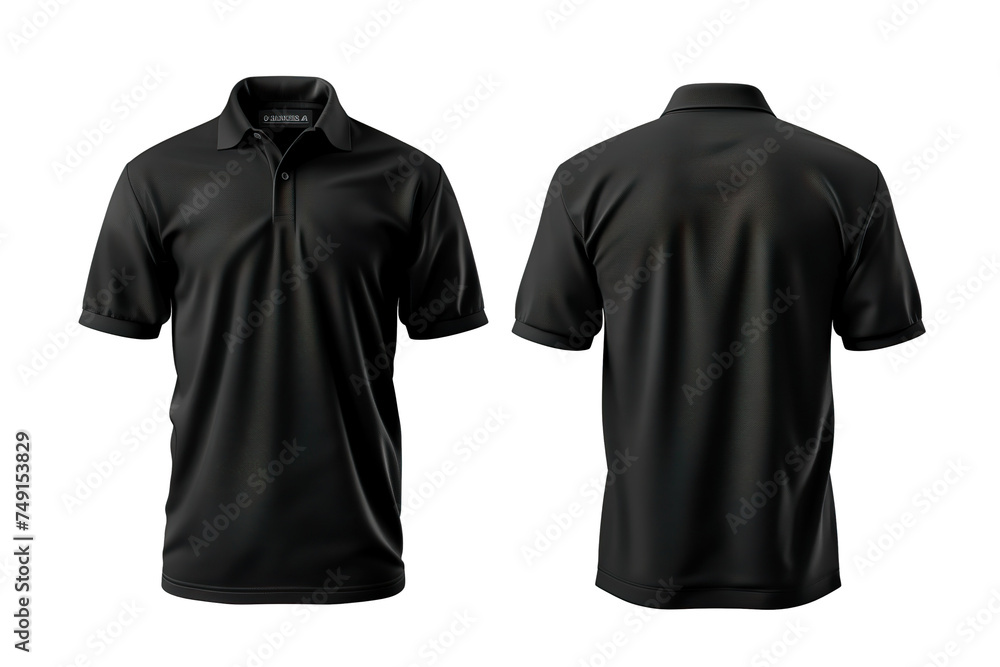Front and back black tone polo shirt mockup, white background PNG Front and back black tone polo shirt mockup, white background PNG