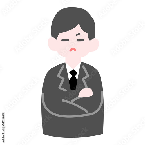 腕を組んで怒る男性会社員