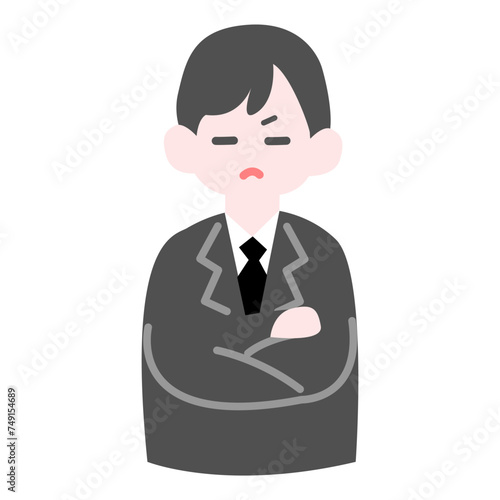 腕を組んで怒る男性会社員