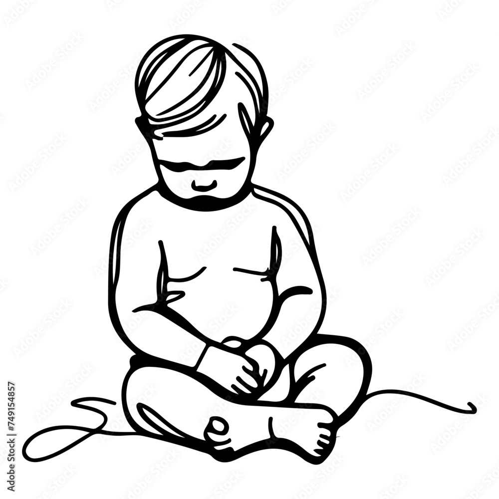 Continuous one black line art hand drawing newborn lying or sleeping doodles outline style vector illustration on white background Continuous one black line art hand drawing newborn lying or sleeping doodles outline style vector illustration on white background