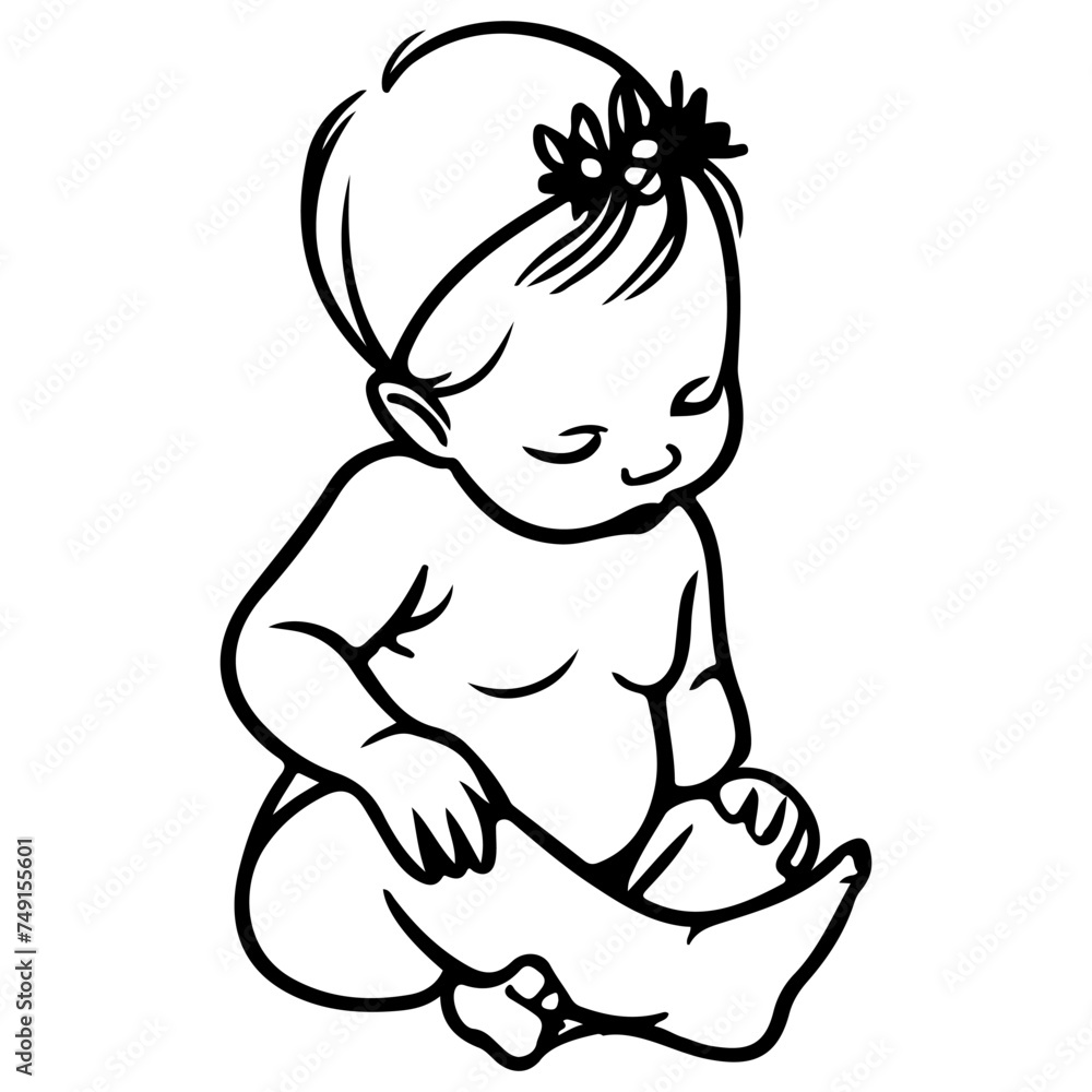 Continuous one black line art hand drawing newborn lying or sleeping doodles outline style vector illustration on white background Continuous one black line art hand drawing newborn lying or sleeping doodles outline style vector illustration on white background