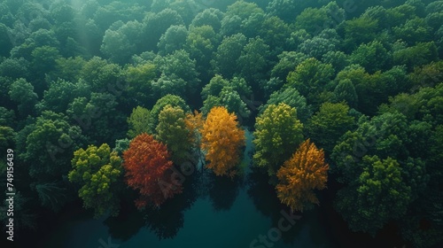 temperate deciduous forest, autumn, pine forest, forest, nature, landscape, tree, top view, oak, beech, maple, willow, leaf, woodland, giant trees, background, fantasy, tranquil scene, pine, change, d