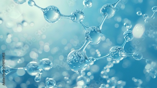 A molecule model depicted in a 3D illustration floats in a sea of blue inviting contemplation of the microscopic world