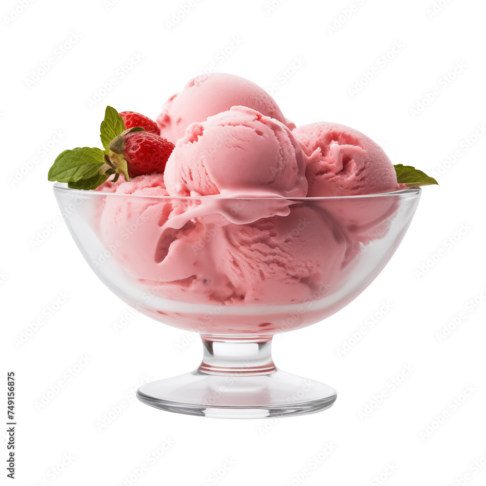 strawberry ice cream scoops in a bowl isolated on transparent or white background, png strawberry ice cream scoops in a bowl isolated on transparent or white background, png