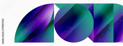Serene gradient template. Circles and triangles mingle in minimalist perfection. Gentle fusion of forms and hues creates balanced yet captivating backdrop, embodying modern sophistication