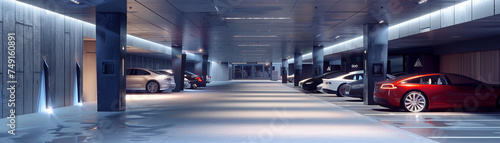 Smart parking garage vehicles parked with precision photo