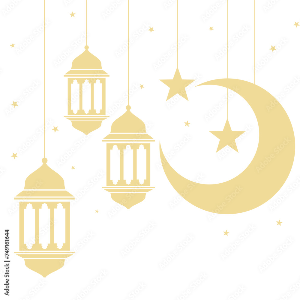 Ramadan kareem decorative festival element. Islamic lamp with star and crescent moon for poster, banner and background Ramadan kareem decorative festival element. Islamic lamp with star and crescent moon for poster, banner and background