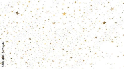 Festive Golden Stars Sprinkled Across a Night Sky, Isolated on Transparent Background, Generative AI