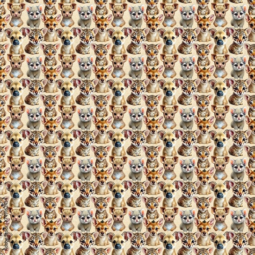 Seamless cute animal pattern