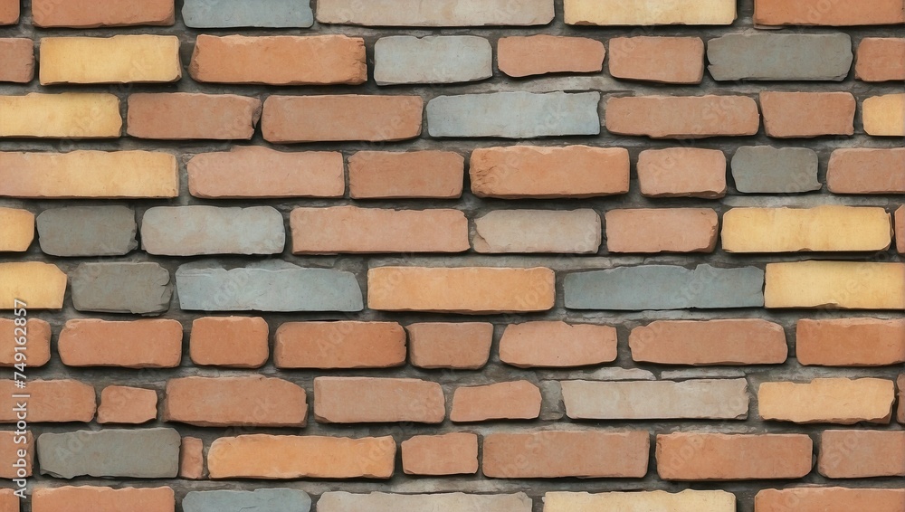 Fototapeta premium Weathered Red Brick Wall Seamless Texture Background. AI Generated 