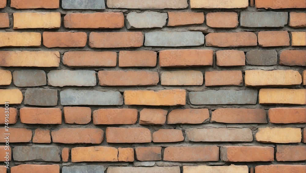 Obraz premium Time-Worn Brick Wall Seamless Texture Background. AI Generated 